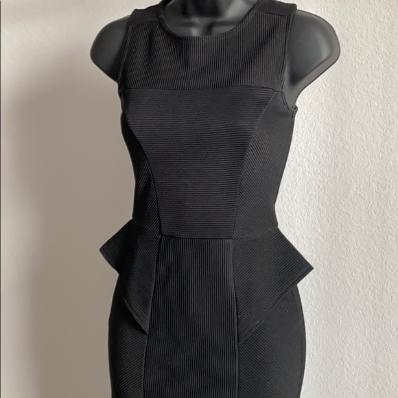 Black Peplum Pencil Dress - Picture 4 of 6